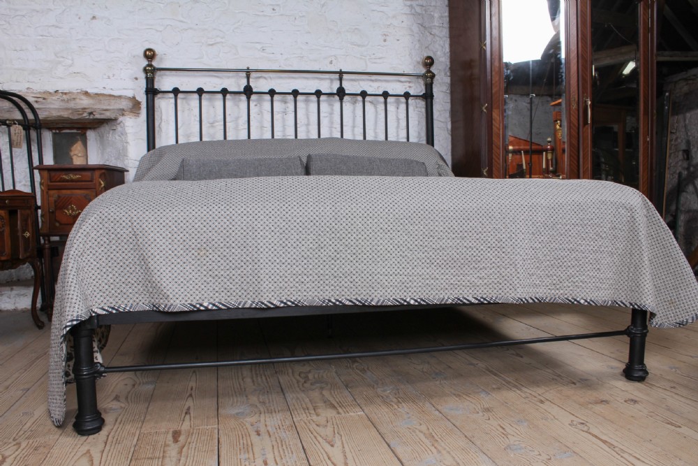 Super king size Victorian no end brass and iron bed View V