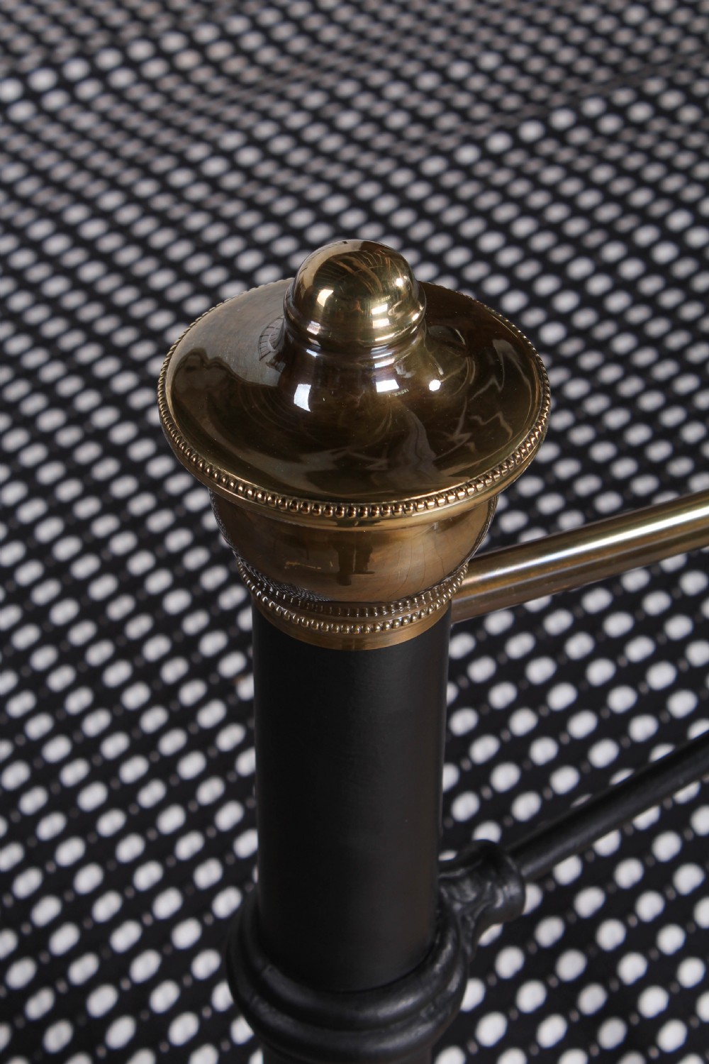 Classic Edwardian dip rail black and brass bed View IV