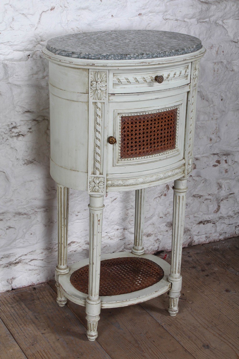 Rare pair of  painted French  beside cabinets View II