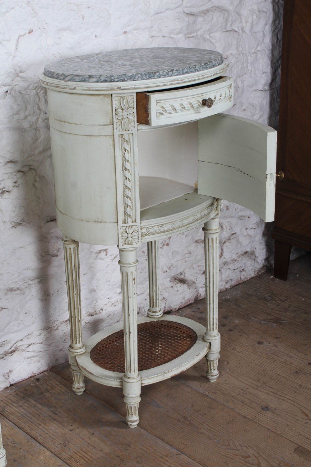 Rare pair of  painted French  beside cabinets View VII