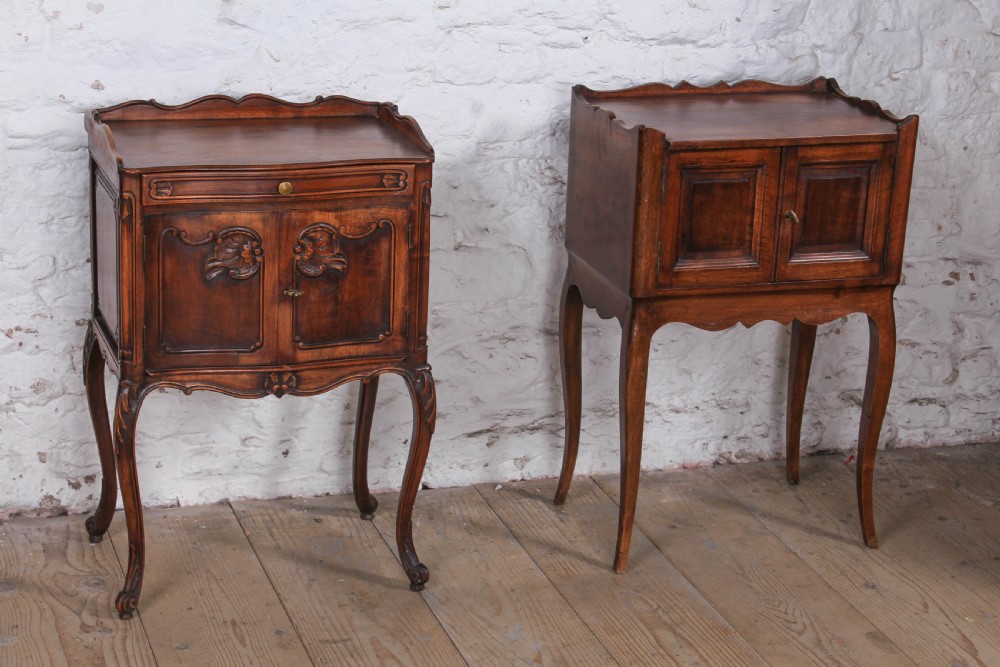 Harlequin pair of dark walnut bedsides 