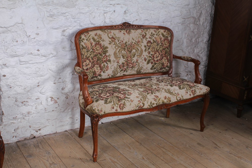Pretty French Louis XV style two seater sofa with original tapestry fabric View IV