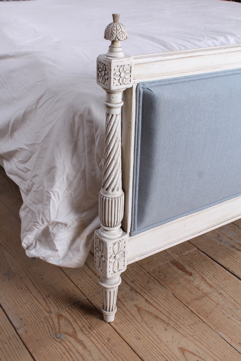 Newly upholstered Empire style king size bed  View II