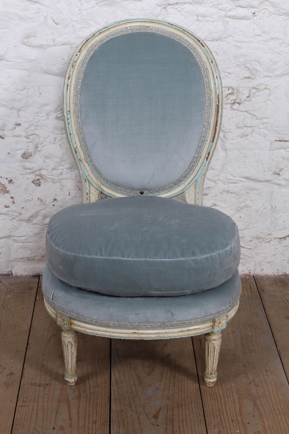 Very pretty French newly upholstered nursing chair View II