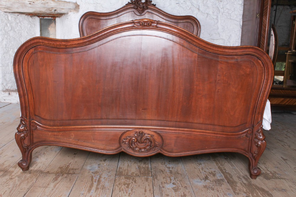 Lovely walnut Louis XV style double bed View II