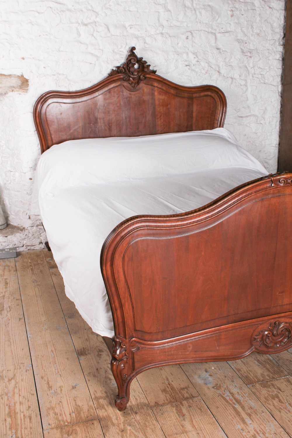 Lovely walnut Louis XV style double bed View IV