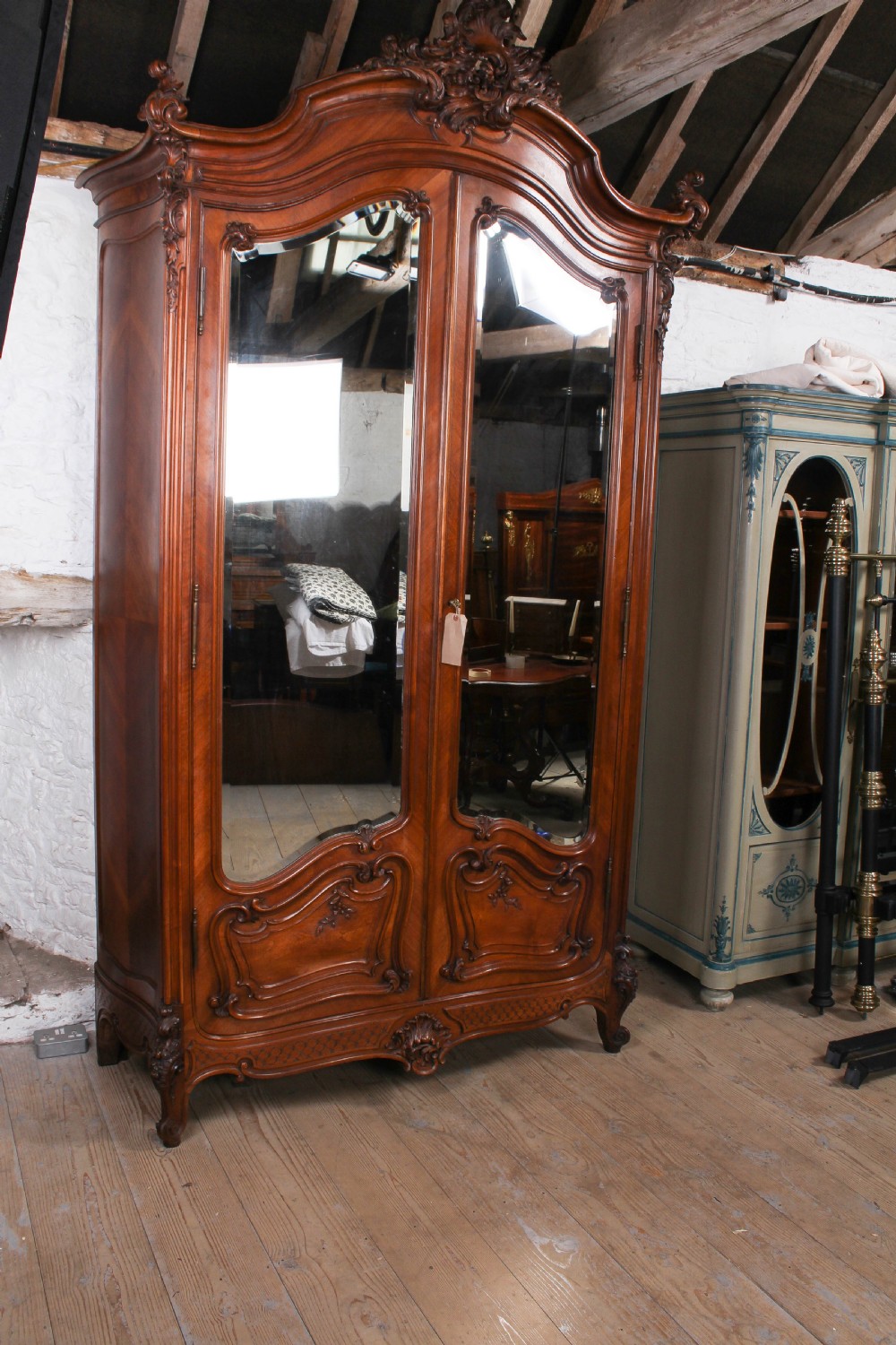 Fabulous quality walnut Louis XV armoire View IV