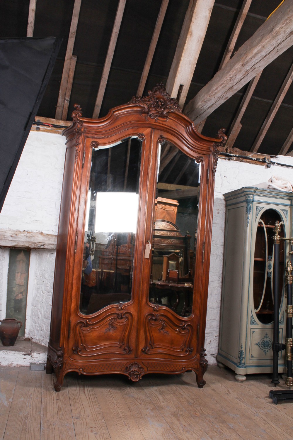 Fabulous quality walnut Louis XV armoire View V
