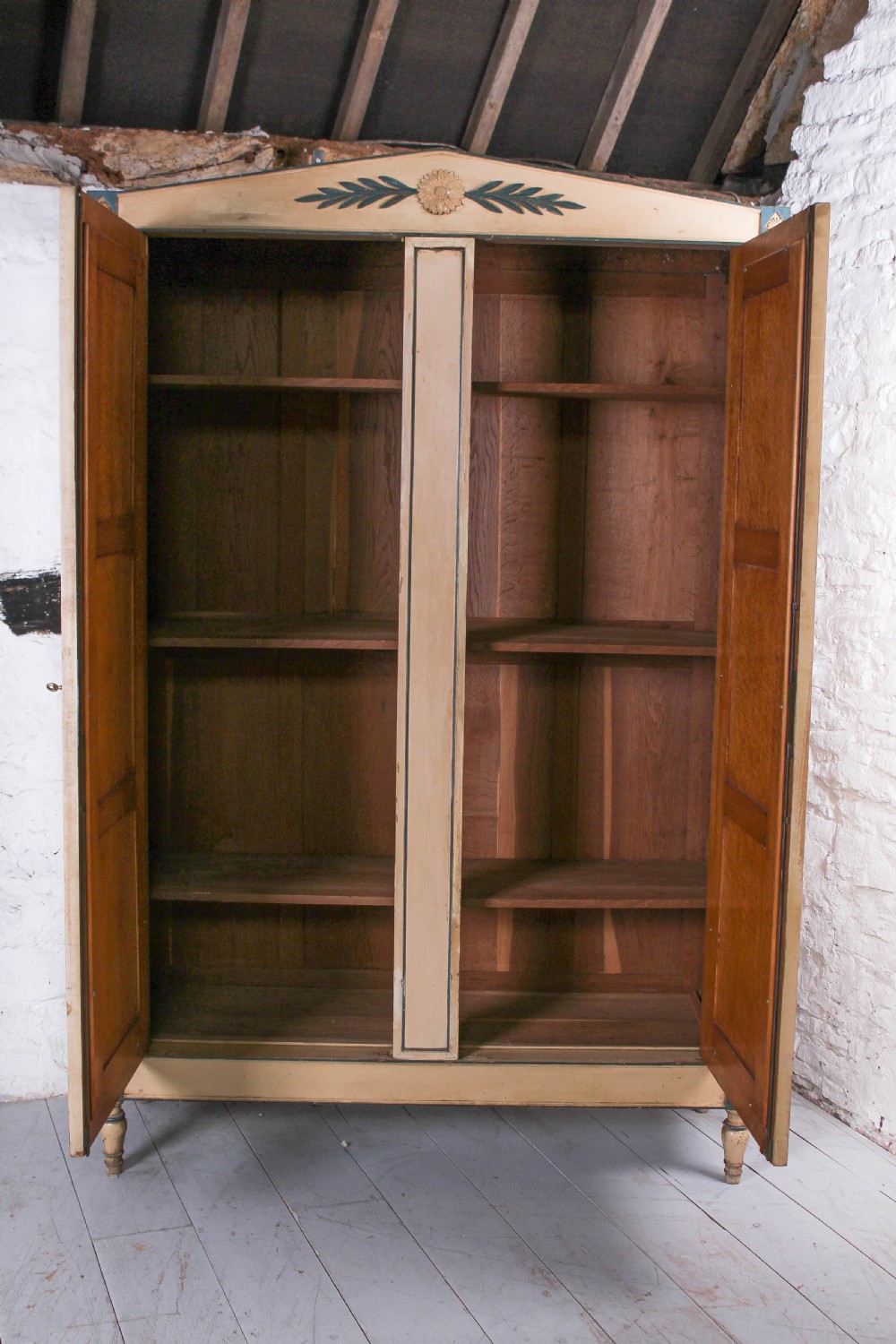 Attractive French painted armoire with mirrored doors View IV