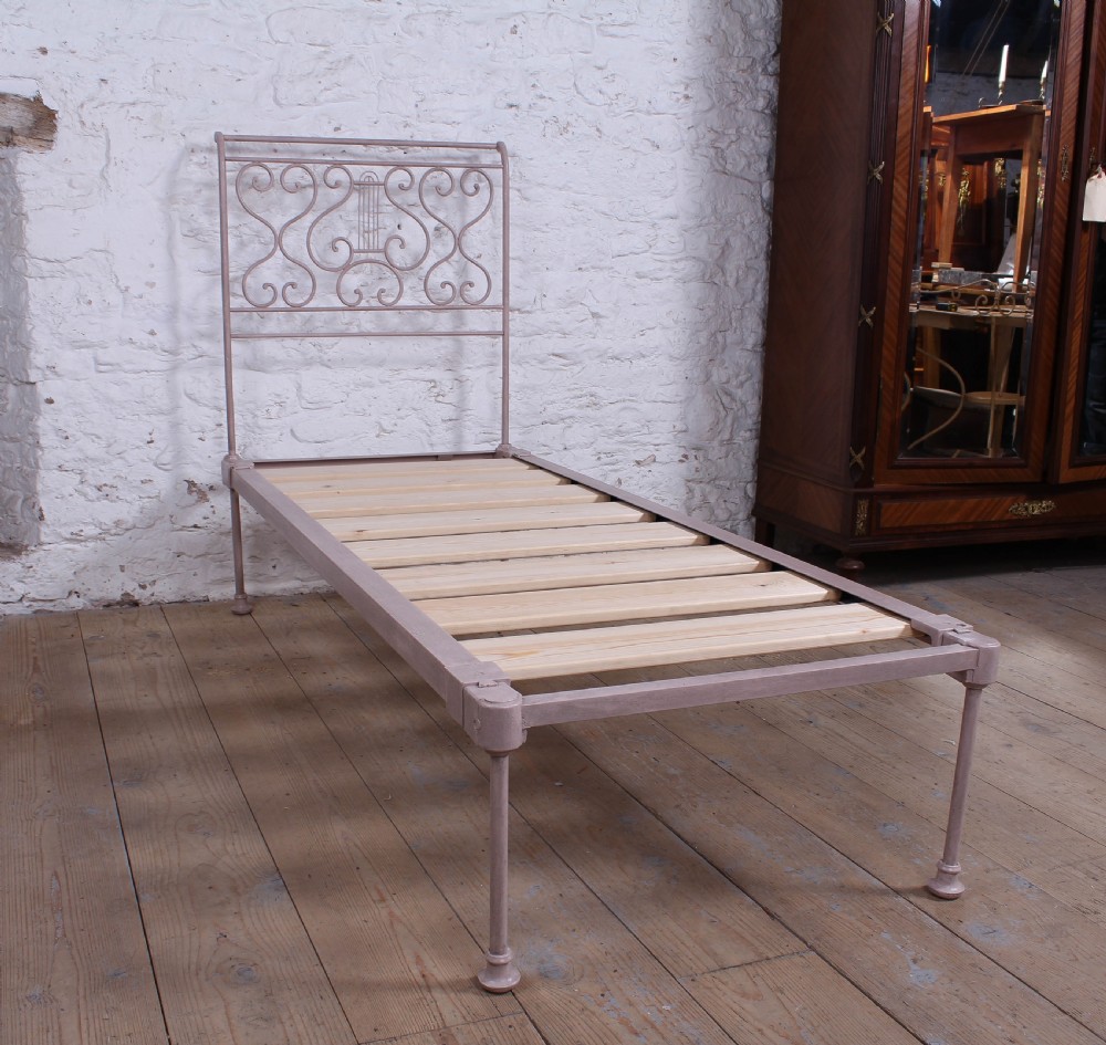 Very pretty forged iron small single bed View II
