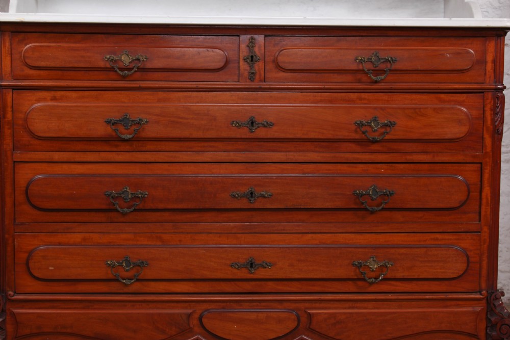 Louis XV style 5 Drawer Chest of Drawers with mirror and marble top. View V