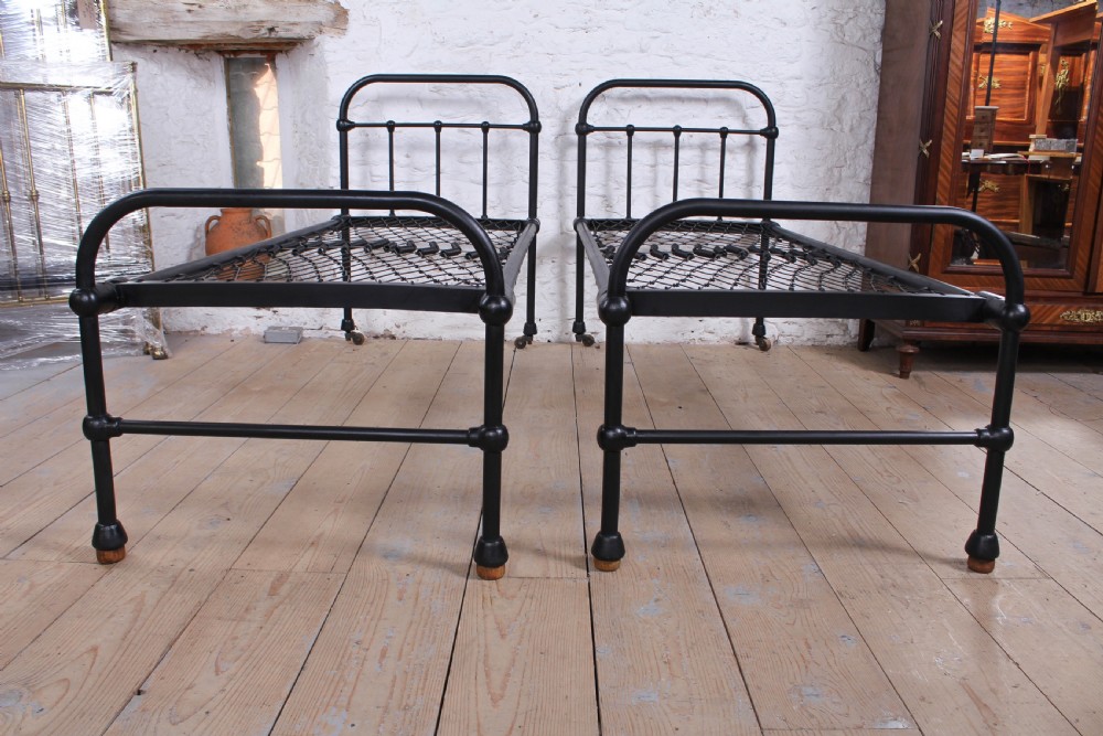 Fab  pair of iron dormitory style small single beds View III