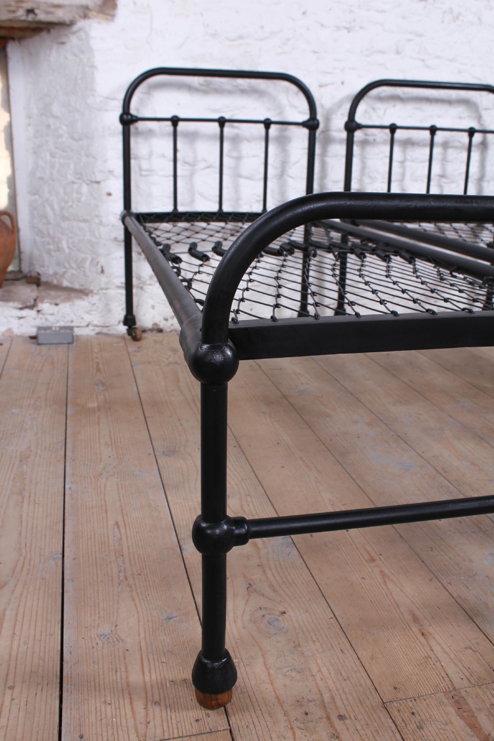 Fab  pair of iron dormitory style small single beds View IX