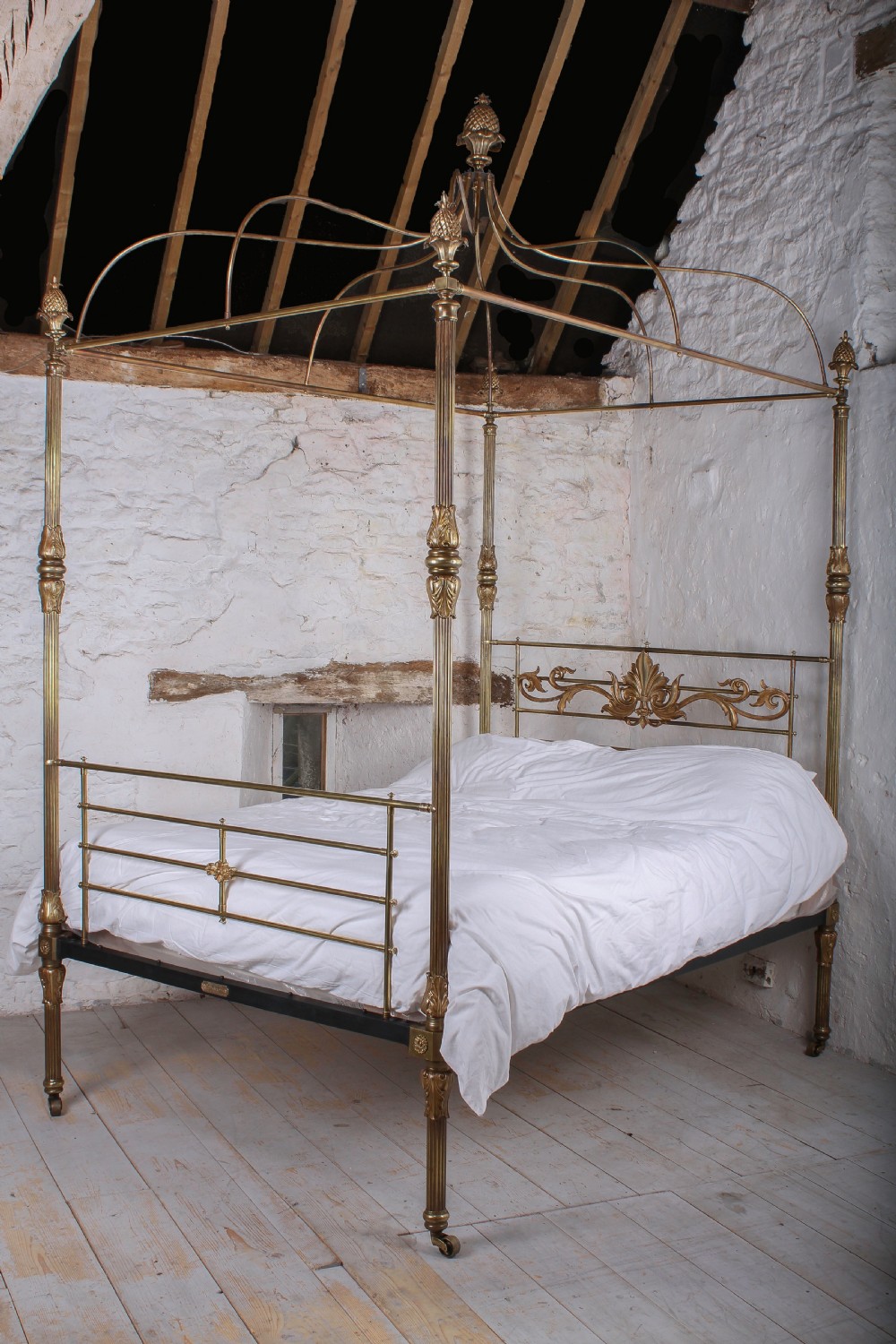 Incredible all brass 5'  king size four poster bed by Winfield and Co