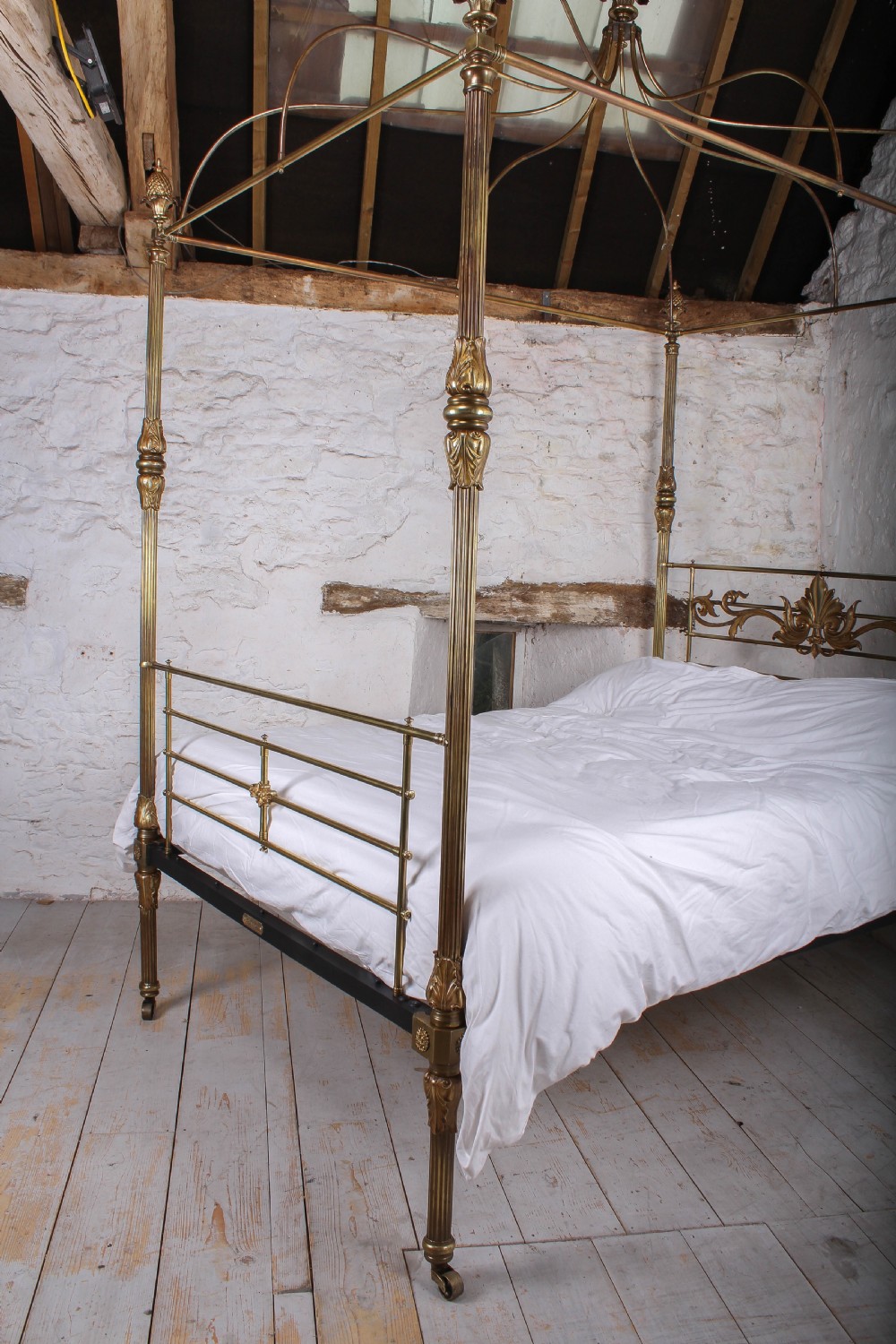 Incredible all brass 5'  king size four poster bed by Winfield and Co View XV