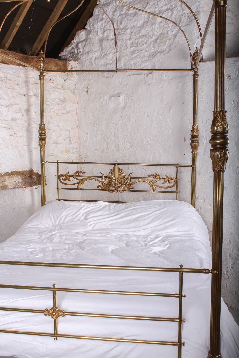 Incredible all brass 5'  king size four poster bed by Winfield and Co View XVI