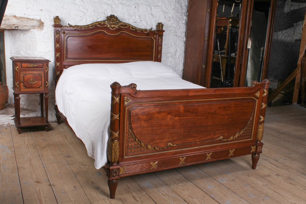 Spectacular quality French mahogany double bed 