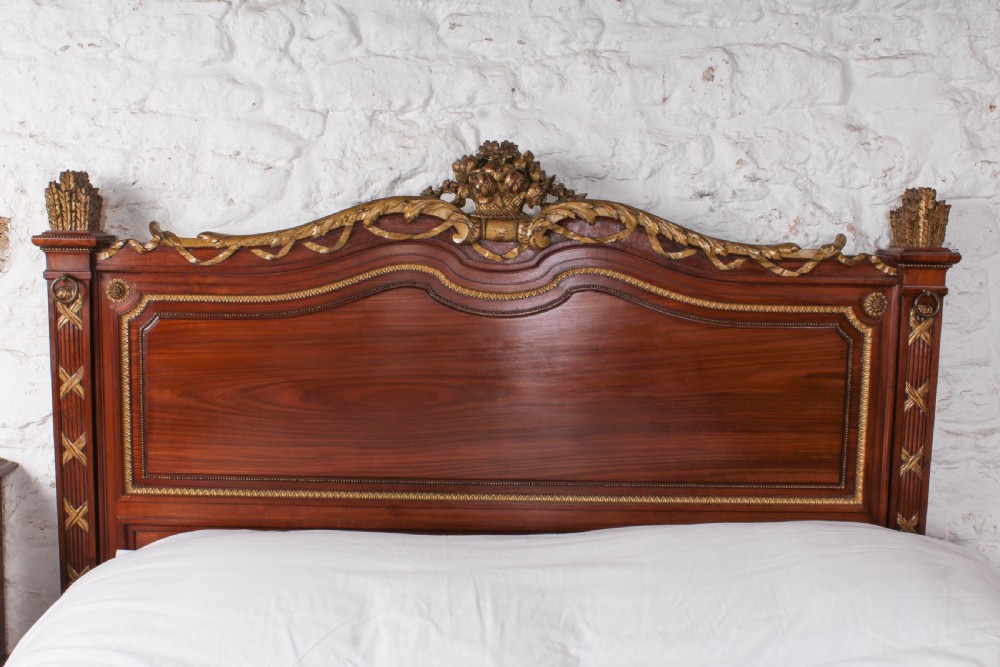 Spectacular quality French mahogany double bed  View II