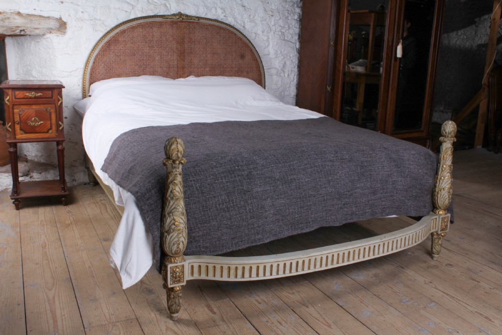 Carved Gilded caned French king size bed (possible European king size) 