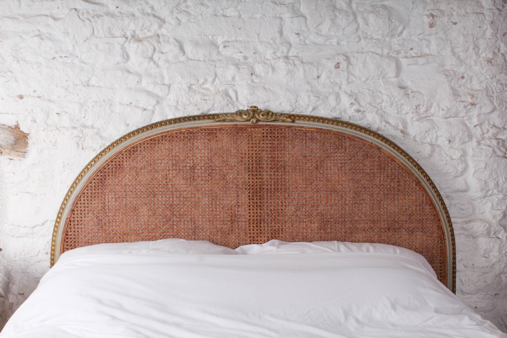 Carved Gilded caned French king size bed (possible European king size)  View II