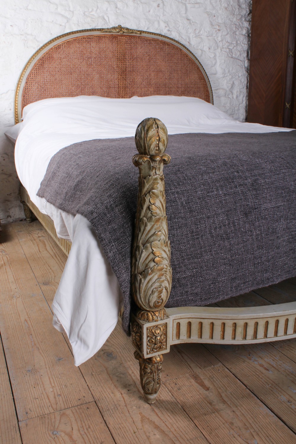 Carved Gilded caned French king size bed (possible European king size)  View VII