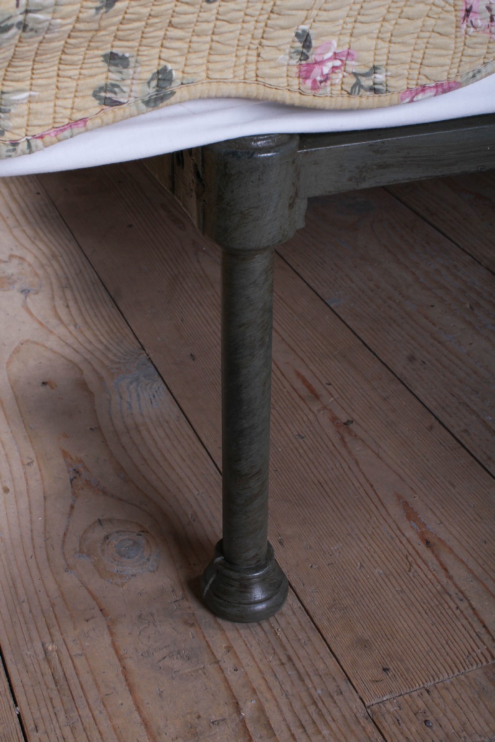 Classic Victorian aged green and brass no end double bed  View V