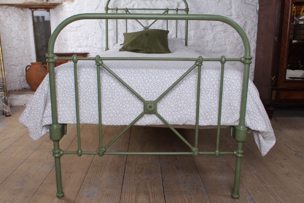 Pretty in green single iron bed View II