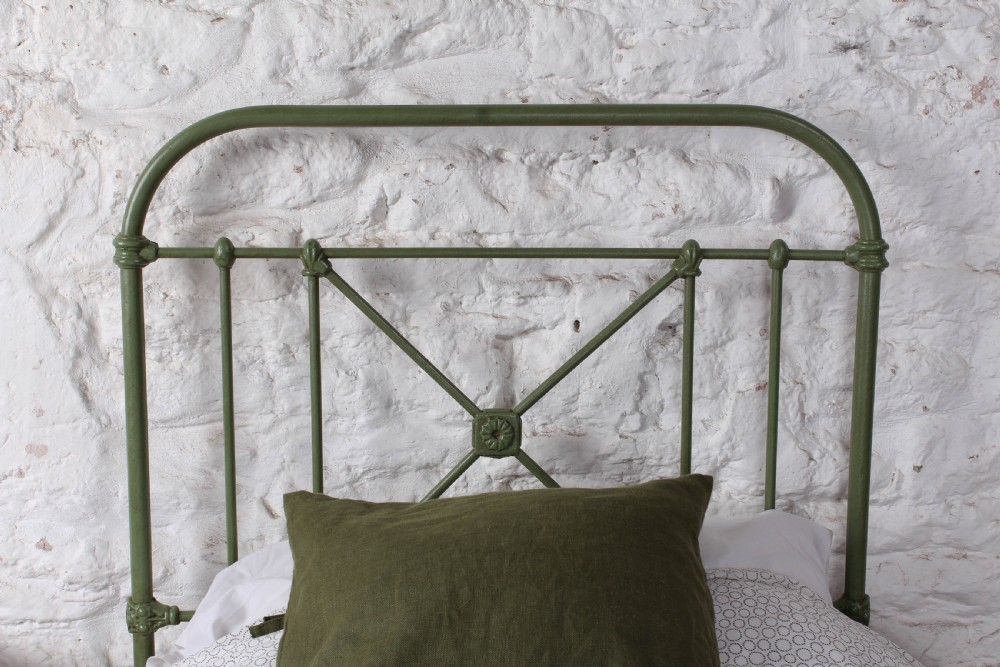 Pretty in green single iron bed View V