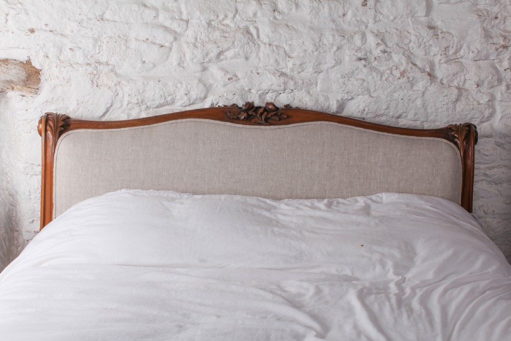 Handsome early upholstered Louis XV style king size bed View II