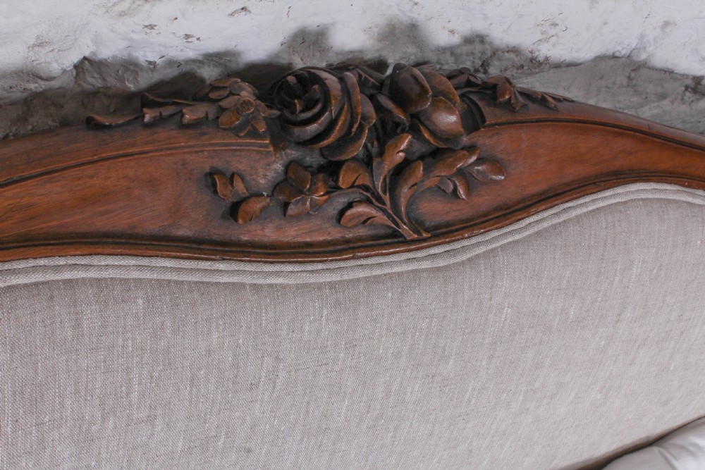 Handsome early upholstered Louis XV style king size bed View III