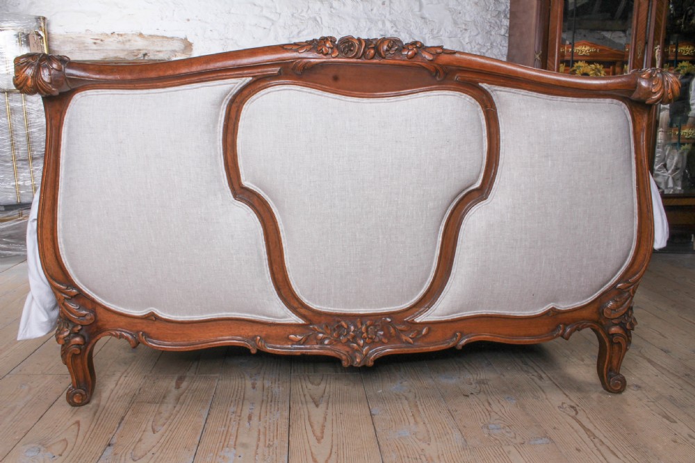 Handsome early upholstered Louis XV style king size bed View V