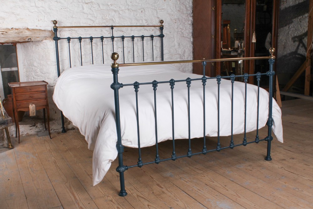 Distinguished classic Victorian king size brass and iron bed