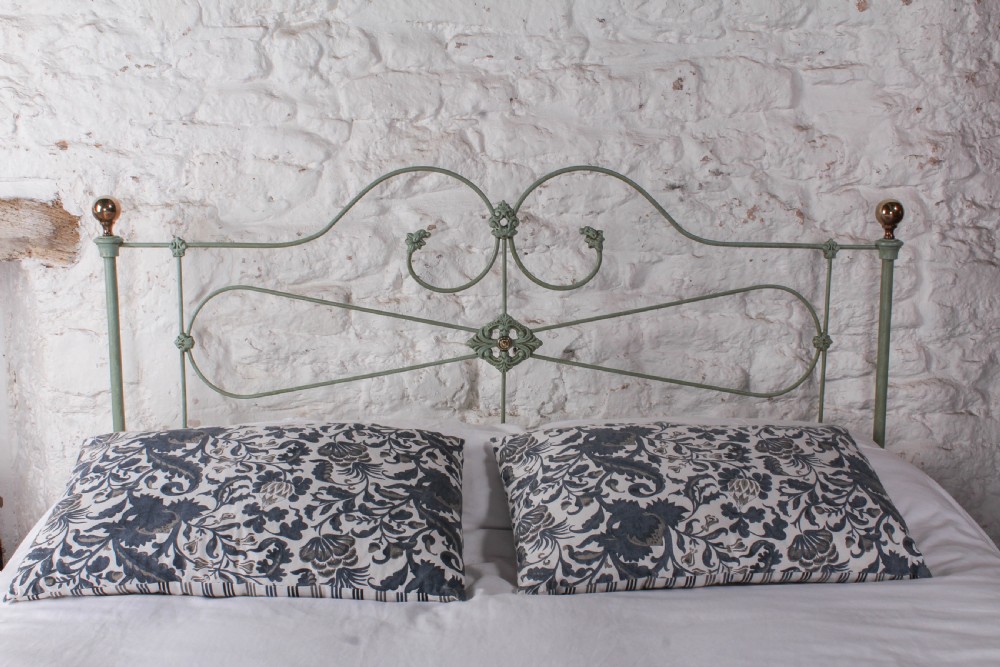 Charming Victorian Iron Kingsize English Bed with Brass Knobs. View II