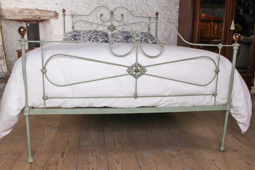 Charming Victorian Iron Kingsize English Bed with Brass Knobs. View III