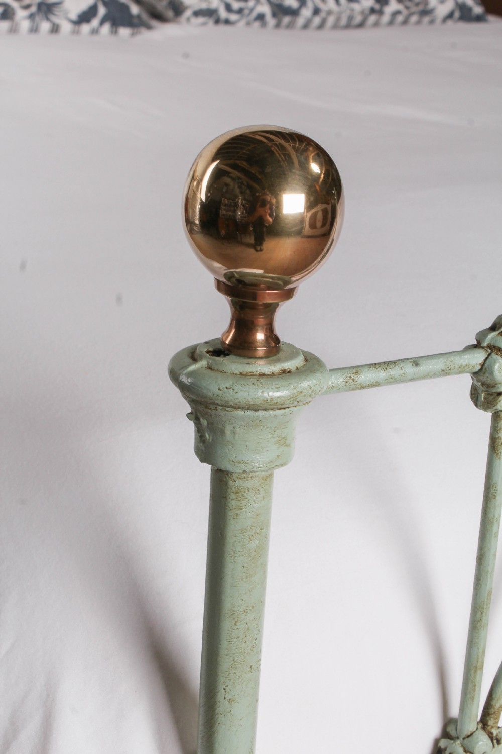Charming Victorian Iron Kingsize English Bed with Brass Knobs. View V