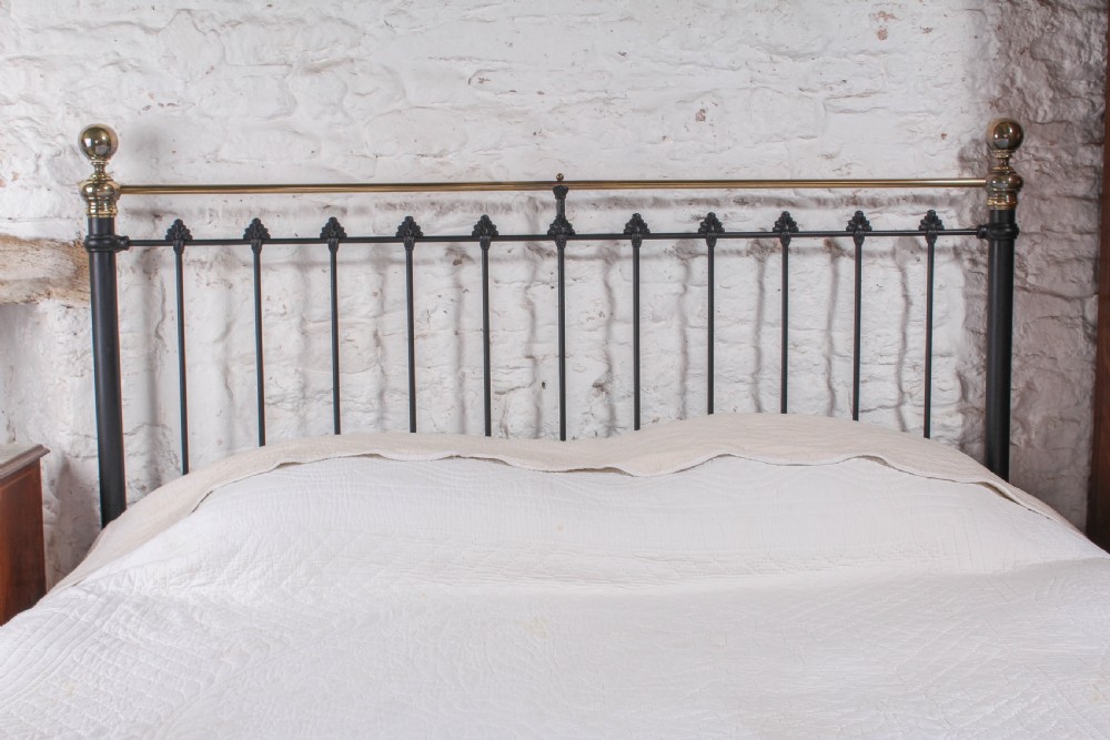 Handsome 6Ft Victorian black and brass bed  View III