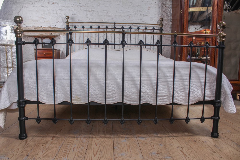 Handsome 6Ft Victorian black and brass bed  View V