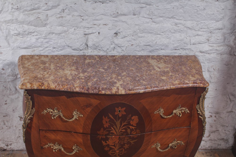 Lovely French bombe front commode chest of drawers View VII