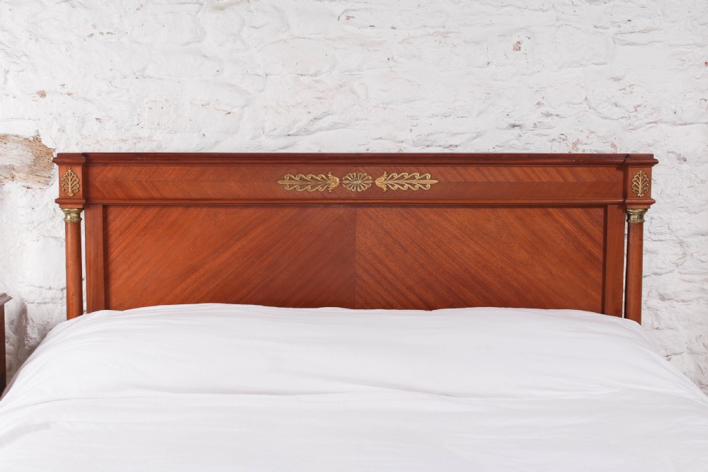 Lovely French walnut quarter veneer king size bed  View III