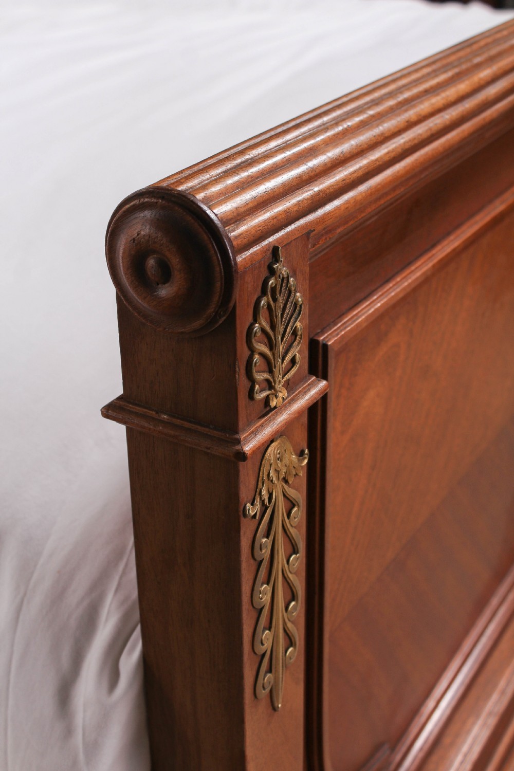 Lovely French walnut quarter veneer king size bed  View IV