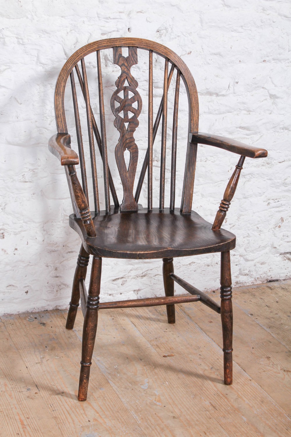6 Windsor Wheel back chairs with carver  View III