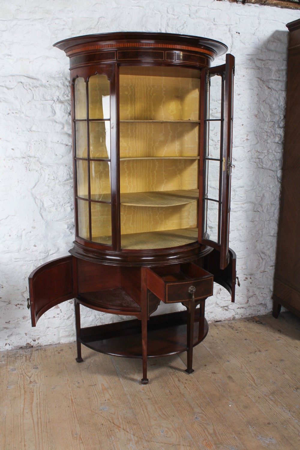 Regency style Edwardian Demi lune display cabinet/vitrine View II