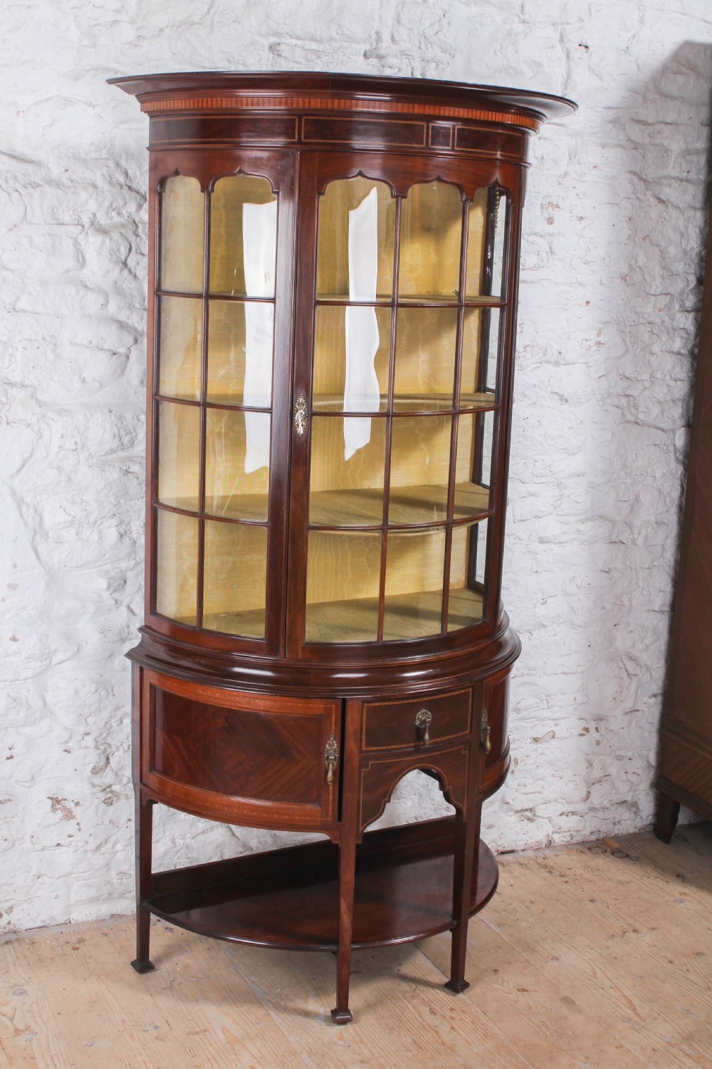 Regency style Edwardian Demi lune display cabinet/vitrine View V