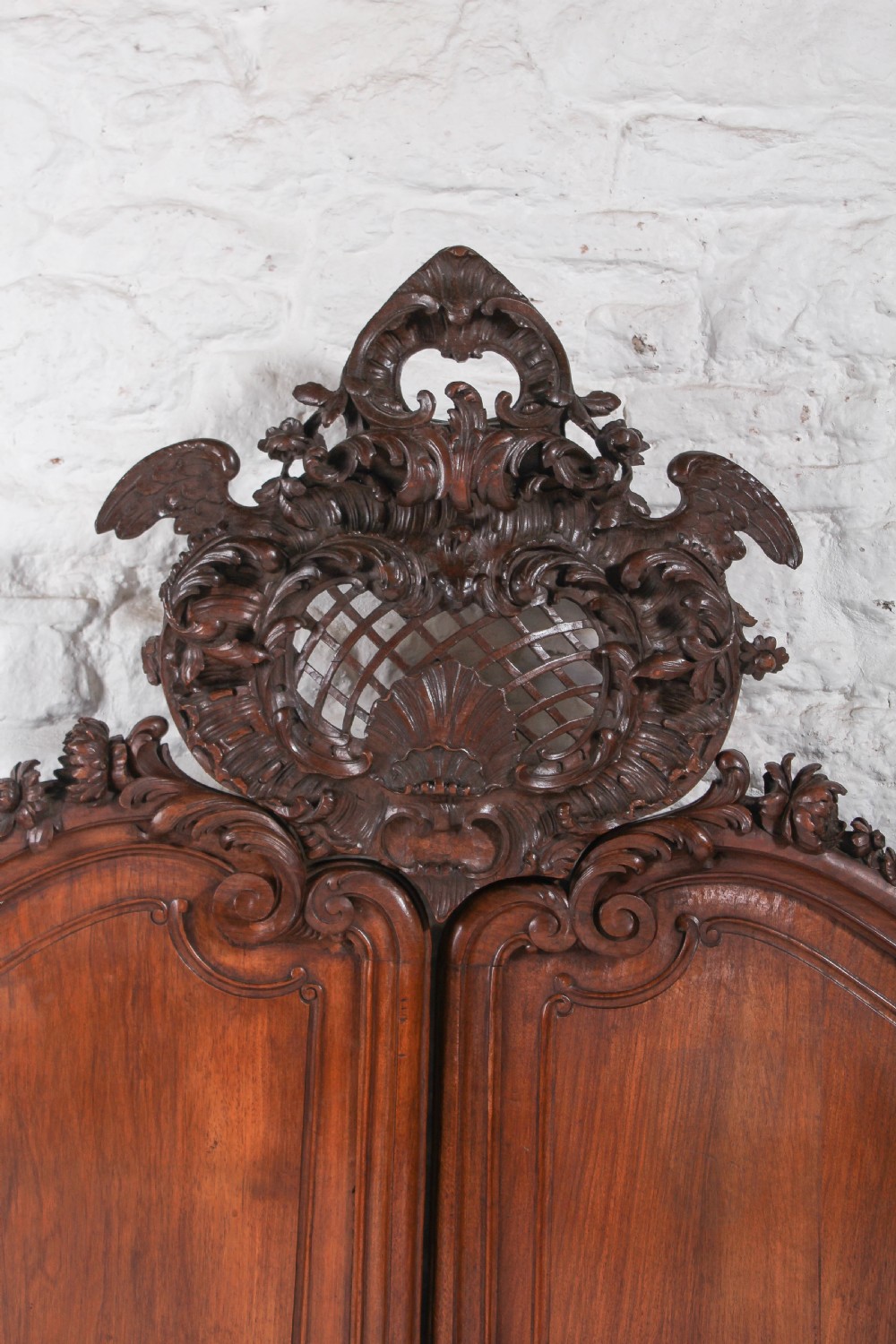 Lovely two meter wide super king size carved French walnut bed View IV