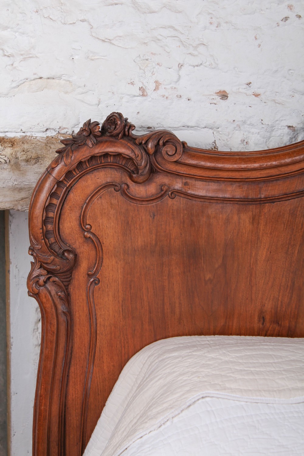 Lovely two meter wide super king size carved French walnut bed View V