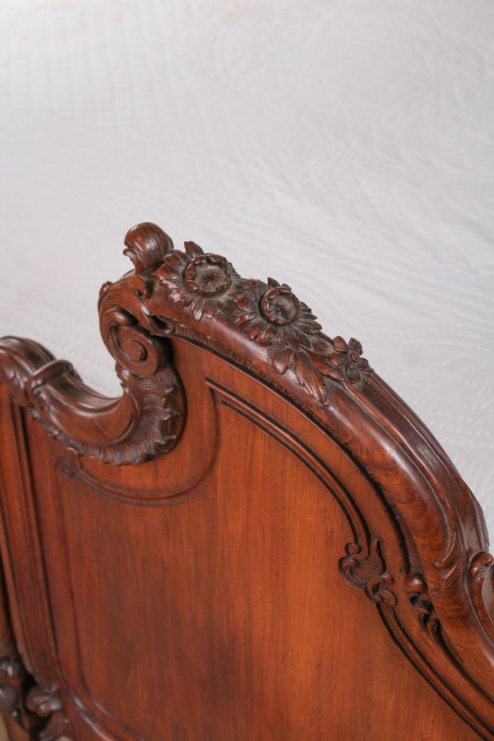 Lovely two meter wide super king size carved French walnut bed View VI