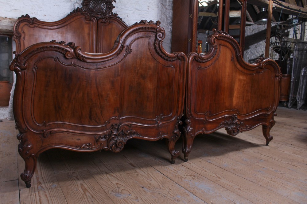 Lovely two meter wide super king size carved French walnut bed View VII