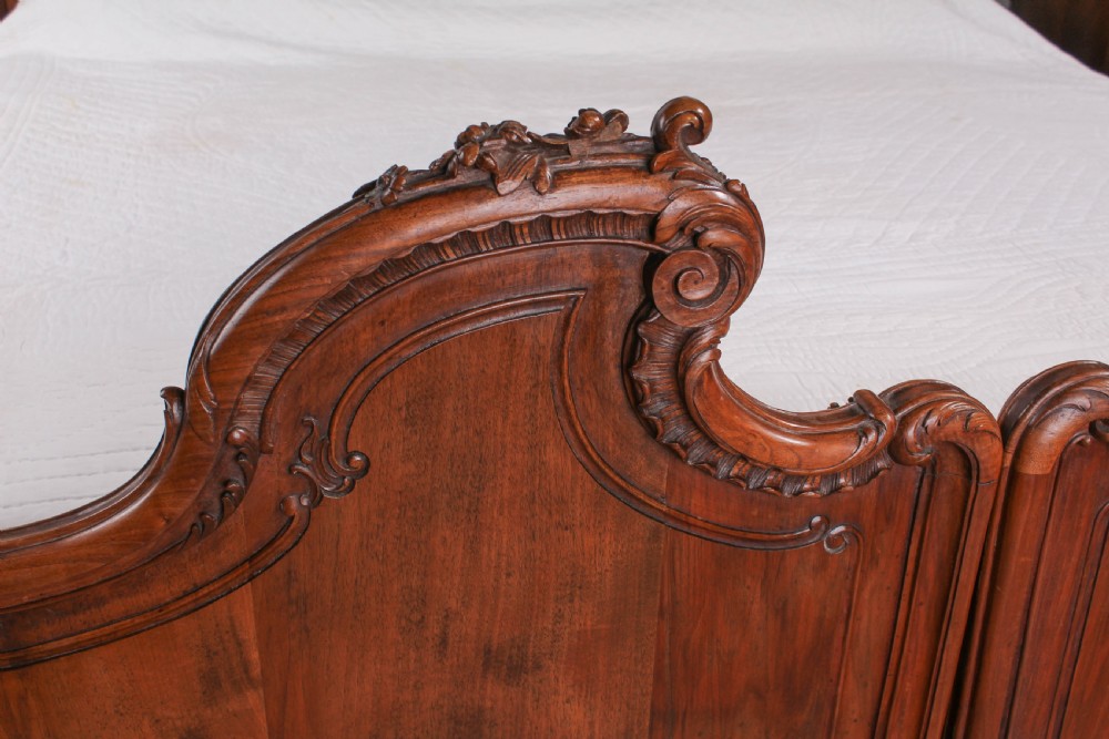 Lovely two meter wide super king size carved French walnut bed View VIII