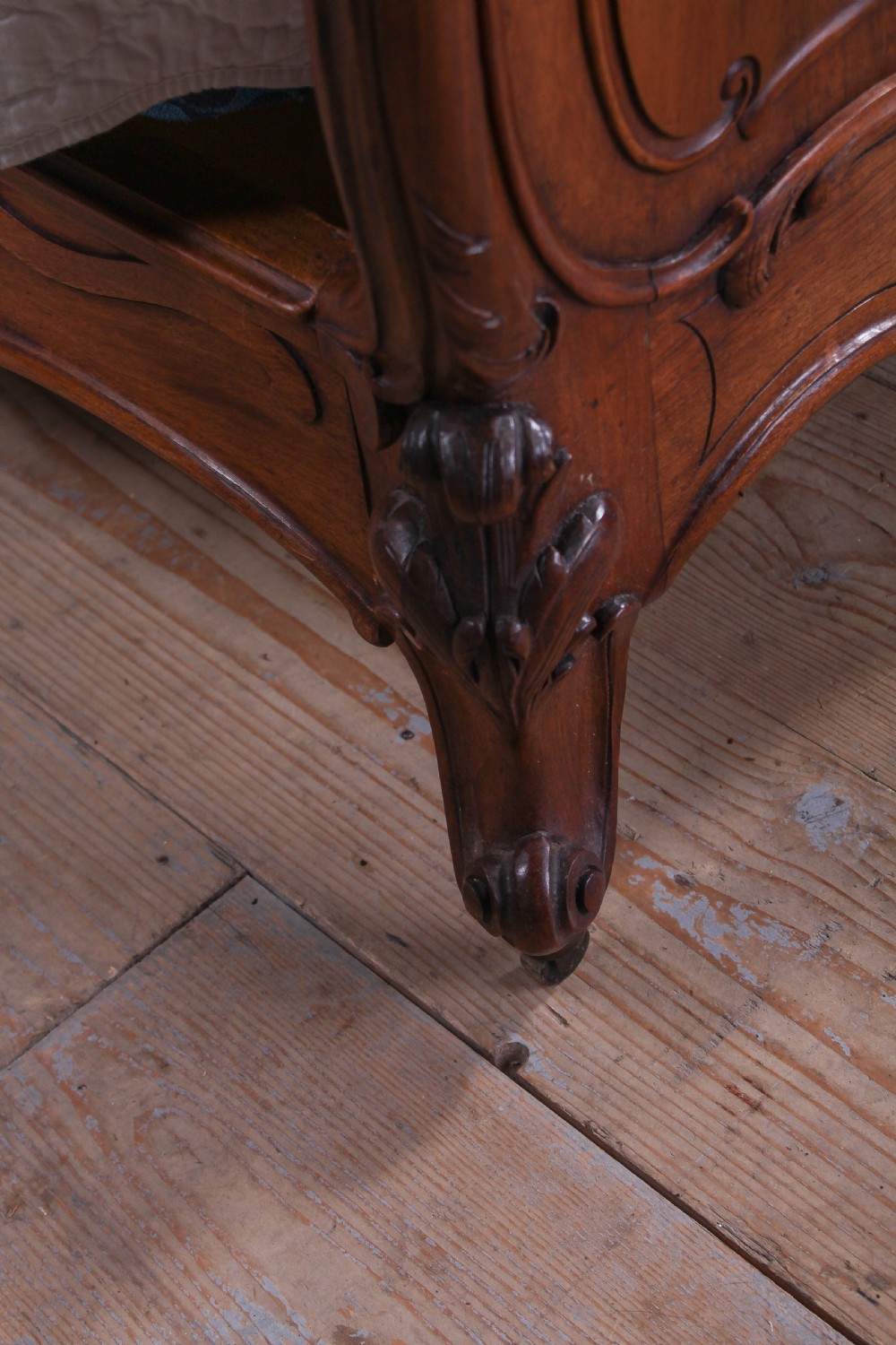 Lovely two meter wide super king size carved French walnut bed View X
