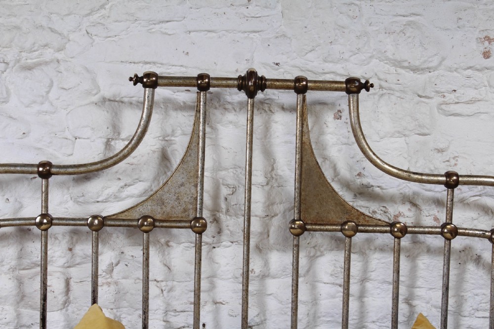 Fabulous Italian super king size silvered iron and brass bed  View IV